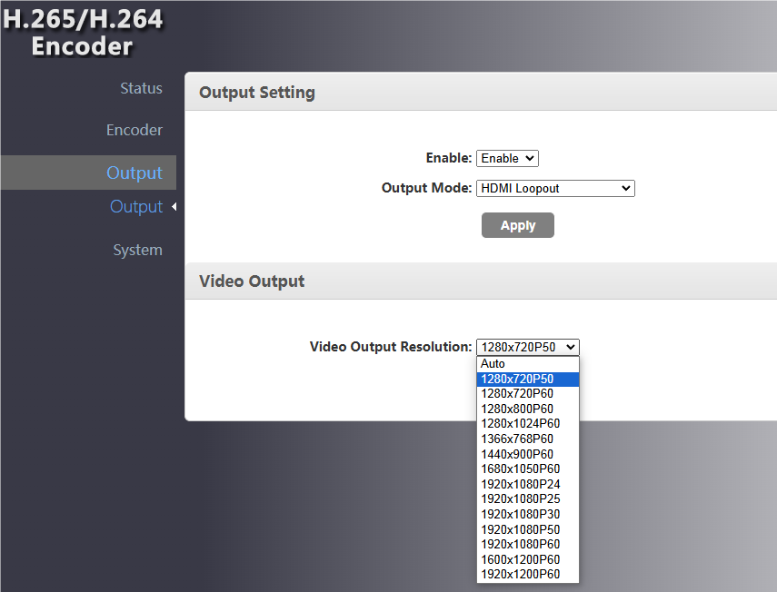 HDMI output with OSD